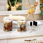 Vnurnrn Qtip Cotton Ball Holder Dispenser with Lid Autumn Forest Deer Print, Plastic Jars Bathroom Canisters Storage Organizer 4 Pack - Image 7