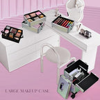 Yueieoun 5 in 1 Rolling Makeup Case, Cosmetology Case on Wheels Travel Make up Train Case Nail Cart Makeup Organizer Cosmetic Storage Box Cases Extra Large Trolley Truck with 360° Swivel Wheels, Pink - Image 7