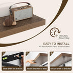 RICHFOCUS Long Floating Shelves for Wall 2Pack, Walnut, 48" Lx8 D - Image 5