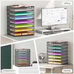 Lavatino 2 Pack 8-Tier Office Desk File Organizer, Letter Tray Paper Organizer with Handle, Including 5 Adjustable Slide Trays for Organizing Desk Workspace Accessories and Supplies (Grey Metal Mesh) - Image 7