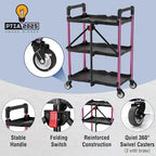 WORKPRO 3-Tier Collapsible Utility Cart, 210 LBS Cart with Wheels - Image 5