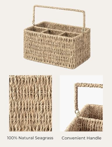 StorageWorks Rattan Silverware Caddy, Wicker Flatware Organizer - Image 3