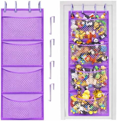 Honeyera Plush Storage (Patent Pending) - Plush Hammock Net Over Door Organizer for Stuffies, Baby Accessories, Toy/Hammock Hanging Storage Big Girls Toddler Large Bag Animals (Purple) by Honeyera