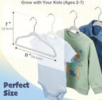 HOUSE DAY 11 Inch Velvet Baby Hangers, Premium Kids Hangers Grey 50 Pack - Image 3