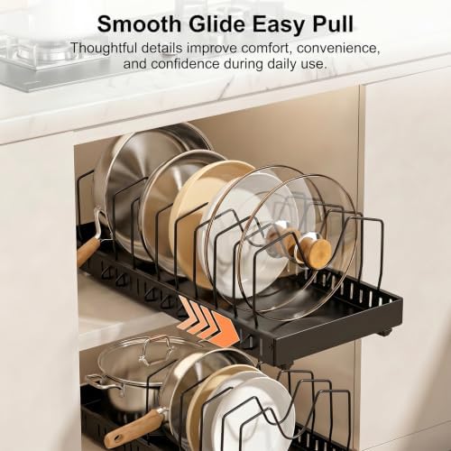 PureBox Pull Out Pots and Pans Organizer Under Cabinet Adjustable Length - Image 3