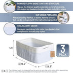 NaturalCozy 13.5”x8.5”x5.5” Rectangle Storage Baskets for Shelves 3 Pack | Cotton Rope Woven Small Baskets for Organizing | Small Storage Bins for Nursery, Bathroom, Closet, Shelf, Decorative - Image 2