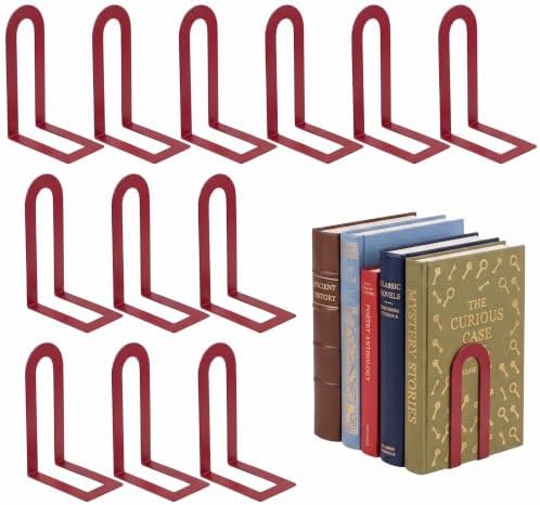 Sanwarm Bookends, 12 Pack, Metal, for Home Office Desk Shelves Red Modern by SanwarmHomeDecor