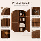 Bathroom Arched Wall Storage Cabinet 4-Tier, Walnut - Image 5