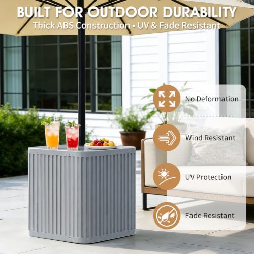 BoYata Outdoor Umbrella Side Table, 2-in-1 Patio Table with Umbrella Hole - Image 5