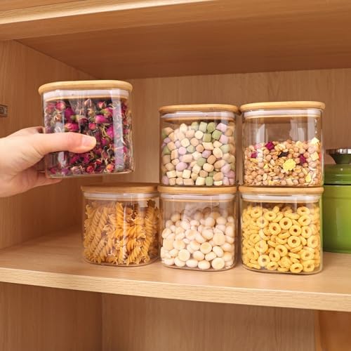 6pcs Glass Food Storage Containers with Bamboo Lids, 0.6qt Glass Jars - Image 7