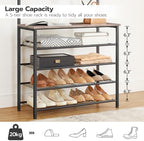 HOOBRO Hall Tree, Coat Rack with Shoe Rack, Hall Tree with Bench, 5 Tier Shoe Storage Organizer with 9 Hooks for Entryway, Closet, Sturdy, Industrial, Greige and Black BG80MT01G2 - Image 5
