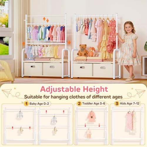 Kids Clothing Rack 2 Tier Baby Closet Toddler Dress up Racks - Image 3
