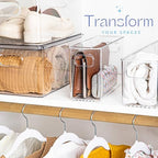 Plastic Food Storage 4 Pack Clear Container Bin with Handles for Organizing Kitchen, Pantry, Refrigerator, Freezer, Pantry, Cabinet, Closet, Bathroom. 10”x4”x6” - Image 5