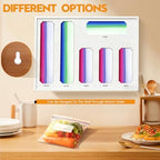 6 in 1 Bamboo Bag Storage Organizer, White Baggie Organizer for Drawer with Sliding Lid - Fits Gallon, Quart, Sandwich, Snack & Freezer Bags, Wall Mountable Kitchen Drawer Organization - Image 6