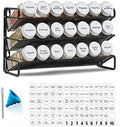 SpaceAid Spice Rack Organizer with 21 Spice Jars, 386 Spice Labels, Chalk Marker and Funnel Set for Cabinet, Countertop, Pantry, Cupboard or Door & Wall Mount - 21 Jars, 13.4" W × 9" H, White by SpaceAid
