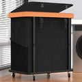 Laundry Basket with Wheels,190L Leather Patchwork Laundry Hamper 2 Setion by Unlockyourhomestoragelife