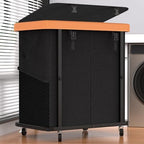 Laundry Basket with Wheels,190L Leather Patchwork Laundry Hamper 2 Setion by Unlockyourhomestoragelife
