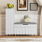 3More L-Shaped Entryway Shoe Bench with Cushioned Seat, White by 3More