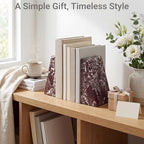 Natural Marble Bookends for Shelves,Office bookends for Heavy Books. Unique Brown Book Ends, Set of 2,Heavy Duty (Floral) - Image 6