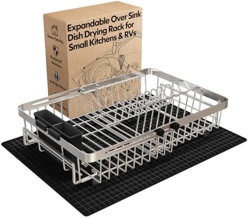 MAJALiS Expandable Dish Drying Rack Over Sink with Extra Drying Mat by MAJALiS