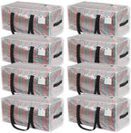 VTSVTS 8 Pack Extra Heavy Duty Large Moving Bags with Comfortable Handle & Strong Zipper,Storage Totes for Space Saving Moving Storage College Supplies Alternative to Moving Box,Clear by VTSVTS