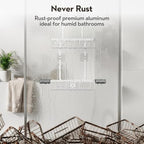 Over the Door Shower Caddy Hanging With Double Soap Holder Never Rust Aluminum Shower Shelf With 4 Hooks Hanging Bathroom Organizer No Drilling Shelves for Bathroom Storage Silver - Image 4