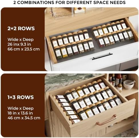 Acrylic Spice Drawer Organizer with 28 Spice Jars and 216 Labels,Non-slip Rubber, 4 Tier Spice Racks Tray Seasoning Containers for Kitchen Drawers,Cabinets,Countertops,13" Wide * 18" Deep - Image 5