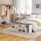 DINZI LVJ Shoe Storage Bench with Cushion, 15-Cubby Shoe Rack with Seat - Image 2