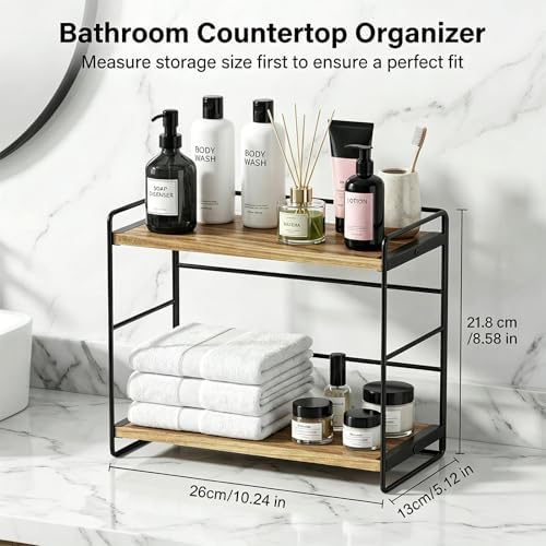 SRIWATANA 2-Tier Bathroom Counter Organizer, Set of 2, Carbonized Black - Image 3