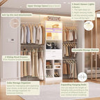Besiost 4-8 FT Closet System, Closet Organizer System with Smart Sensor Lights, White - Image 6