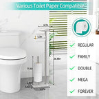 FEILERN Toilet Paper Holder Stand for Bathroom Floor Standing Toilet Roll Dispenser Storages 4 Reserve Rolls, with Top Storage Shelf for Cell Phones, Wipe, Wallet and More(Marble Brush Nickel) - Image 5