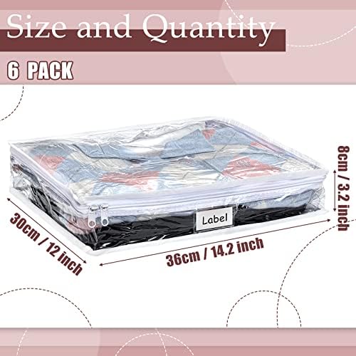 Hoolerry 6 Pcs Clear Plastic Clothes Storage Bags, 14.2 x 12 x 3.2 Inch - Image 2