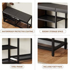 ZHOOGE Shoe Bench & Rack Storage Bench - Entryway Bench with Seat Cushion, Stable Organizer for Entryway & Living Room, Holds Up to 300 lb, (35" L x 12" W x 17" H, Black) - Image 6