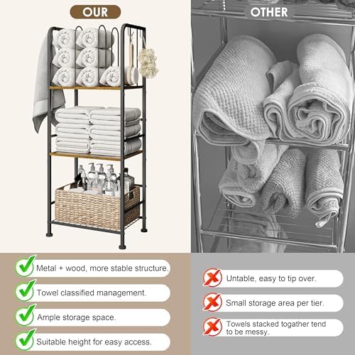 3-Tier Freestanding Cabinet Towel Rack Metal Stand - Image 6
