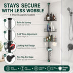 Shower Caddy Tension Pole, 4-Tier Heavy Duty Corner Organizer, 39-125 Inch - Image 2