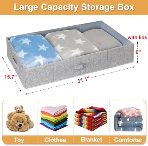 punemi 6 in Tall Under Bed Storage Containers with Firm Sides, 3Pack, Grey - Image 6