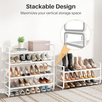 Expandable Metal Shoe Rack for Closet, Entryway & Garage, 2-Tier, White - Image 6