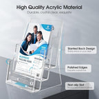 MaxGear Acrylic Brochure Holder 8.5 x 11 with Divider, 3 Tier, 4 Pack - Image 3
