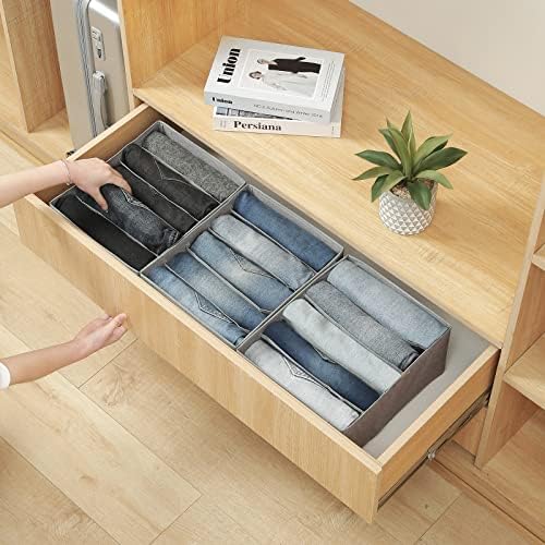Qozary Pants Jeans Organizer for Closet, 4 Pack Drawer Organizers for Clothing, 5 Grids Wardrobe Clothes Storage for Deep Drawer, T-Shirts, Legging, Short - Image 4