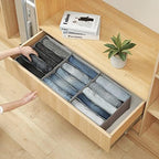 Qozary Pants Jeans Organizer for Closet, 4 Pack Drawer Organizers for Clothing, 5 Grids Wardrobe Clothes Storage for Deep Drawer, T-Shirts, Legging, Short - Image 4