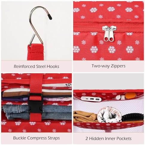 Surblue Hanging Closet Storage Bag Collapsible 3-Shelf Washable Oxford Fabric with 2 Hooks (XL 17.71 * 11.81 * 20in, Snow) - Image 6