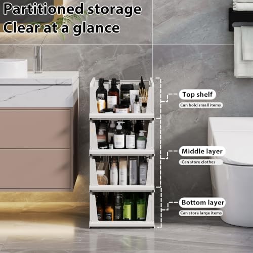 UDEAR 4 Pack Stackable Closet Storage Baskets, Foldable,White - Image 4