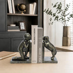 Decorative Bookends for Shelves, Human & Dog Antique Bronze Resin Book Ends - Image 7