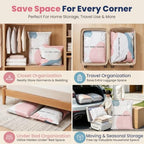 10PCS No Pump Vacuum Storage Bags, No Pump Large Vacuum Storage Compression Bags, Thick Airtight Reusable Organizer for Clothes Comforters Travel Moving Closet Storage (L) - Image 7