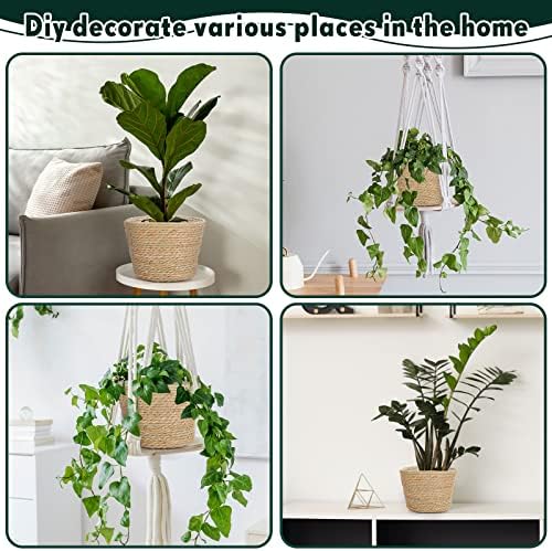 Mumufy 6 Pcs Seagrass Planter Basket Hand Woven Flower Pot Cover, Classic - Image 4