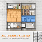 Homdox 5 Tier Storage Shelves Wire Shelving Unit Metal Shelves for Storage Heavy Duty Garage Shelf Pantry Shelves Kitchen Shelving, 14"x60"x72", Black - Image 5