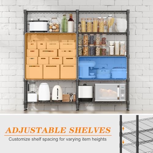 Homdox 5 Tier Storage Shelves Wire Shelving Unit Metal Shelves for Storage Heavy Duty Garage Shelf Pantry Shelves Kitchen Shelving, 14"x60"x72", Black - Image 5