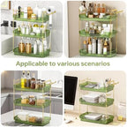 Bathroom Counter Organizer with Hair Dryer Holder and Toothbrush Holder, Acrylic Vanity Tray for Skincare, Perfume, Makeup Storage on Countertop ＆ Dresser (Green, 3-Tier) - Image 6