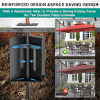 In-ground Umbrella Base with Umbrella Stand Tube Hanging Parasol Stand Holder Stainless Steels Outdoor Umbrella Base, Black - Image 4
