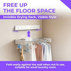 Wall Mounted Clothes Drying Rack - 31.5" Foldable Clothes Drying Rack Wall Mount, 5 Steel Rods With Knobs, Retractable Space-Saving Laundry Rack, Heavy Duty 60 lbs Capacity (Wall Template Included) - Image 4